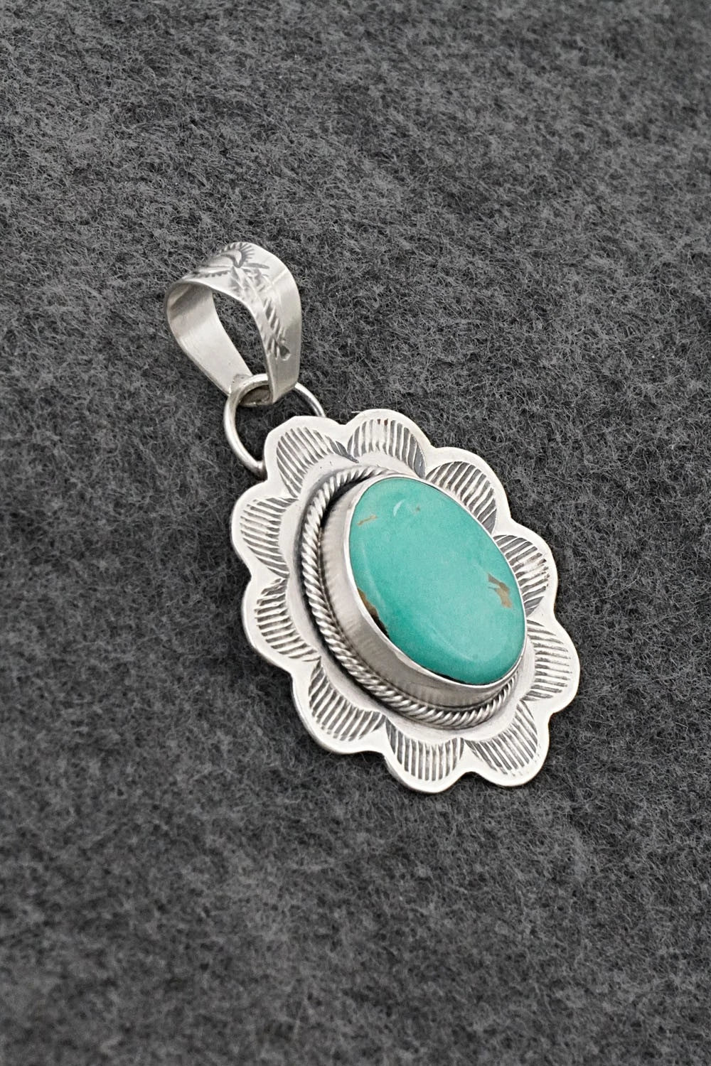 Turquoise & Sterling Silver Pendant - Cordell Platero