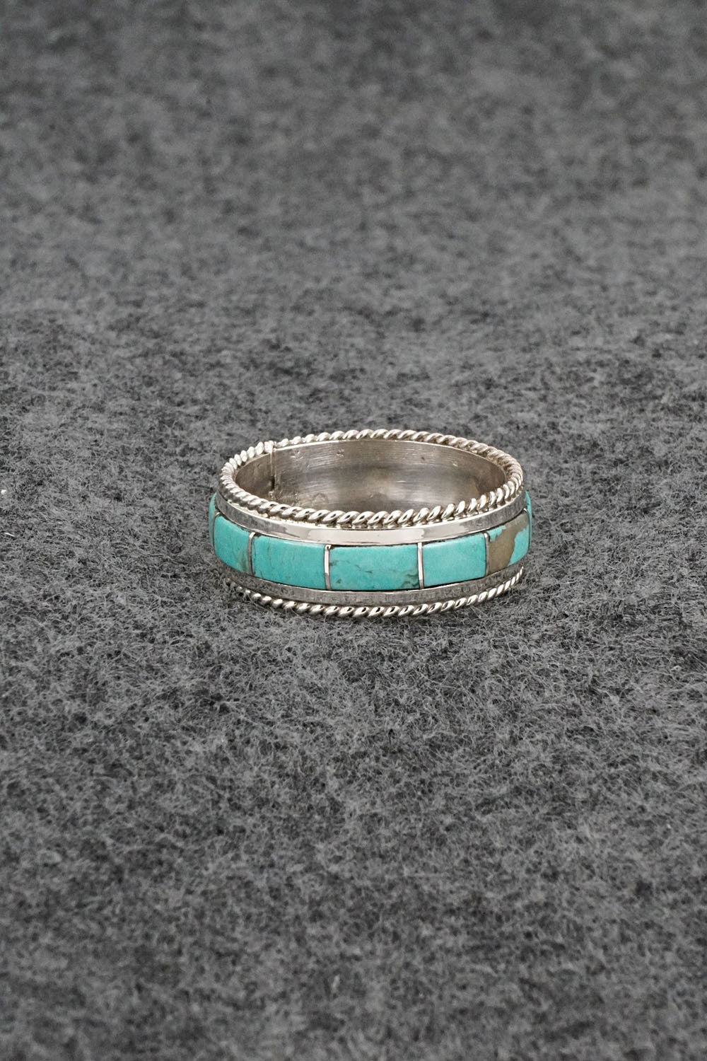 Turquoise & Sterling Silver Ring - Bruce Johnson - Size 10.5