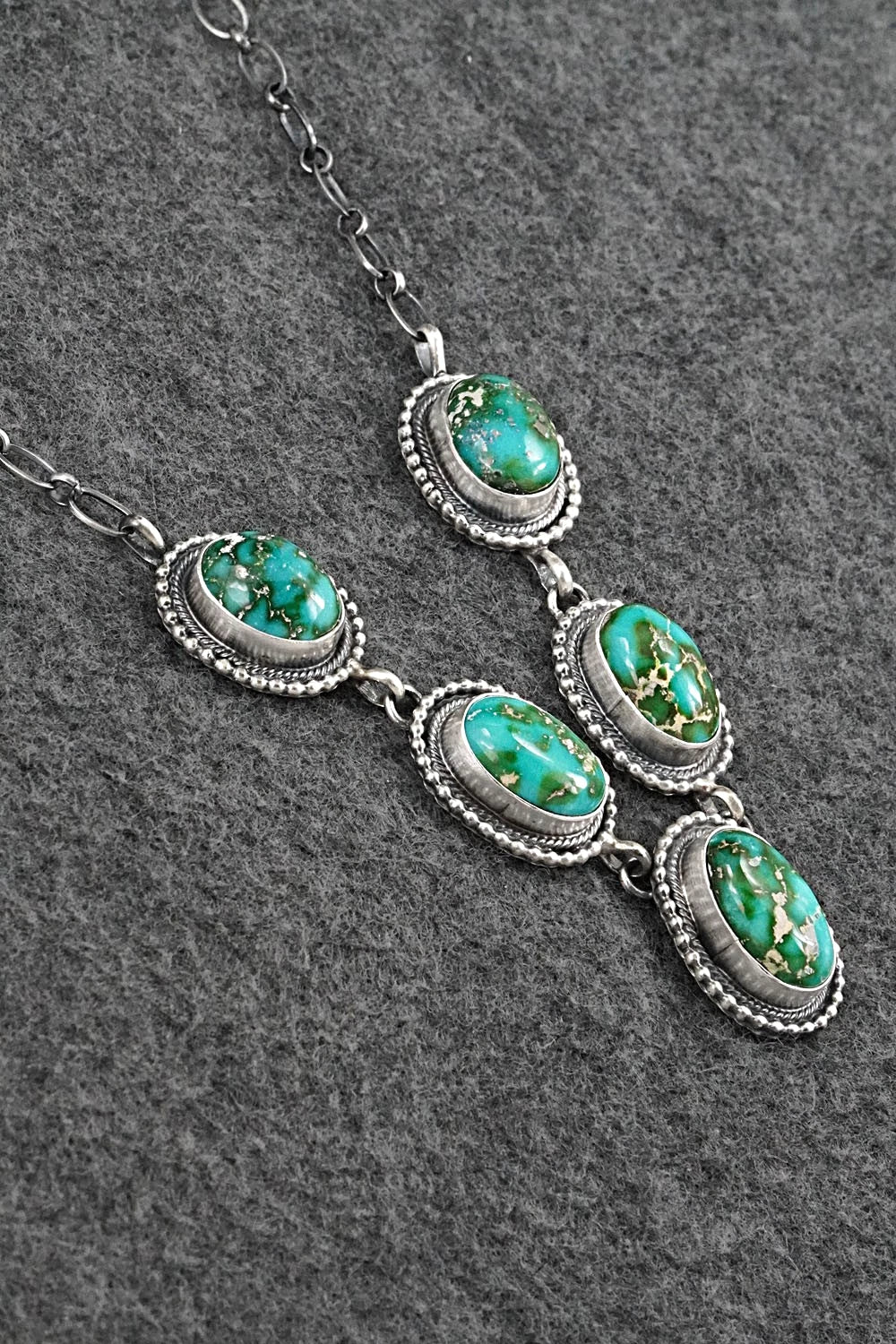 Turquoise & Sterling Silver Necklace and Earrings Set - Darrin Livingston