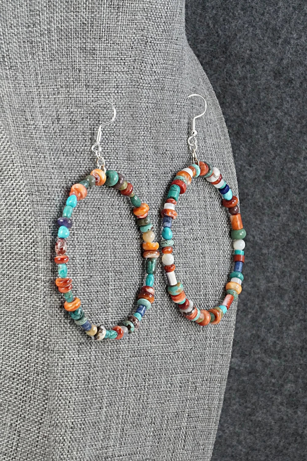 Multi-Stone & Sterling Silver Earrings - Helen Tsosie