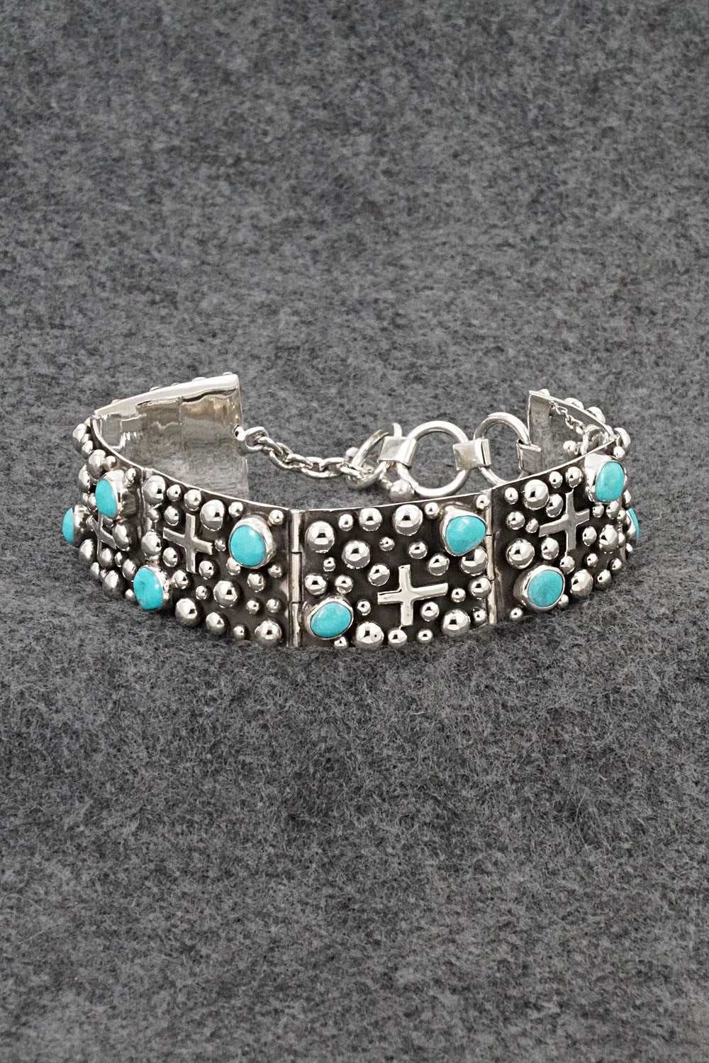 Turquoise & Sterling Silver Link Bracelet - Akee Douglas