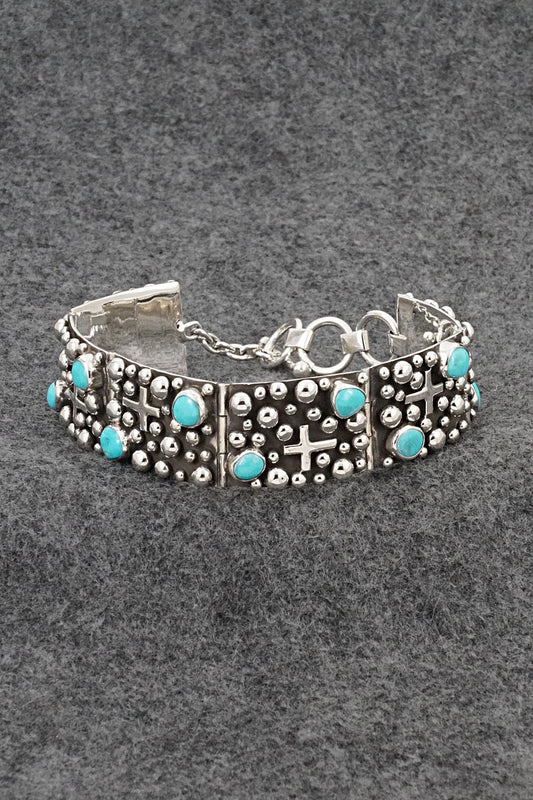 Turquoise & Sterling Silver Link Bracelet - Akee Douglas
