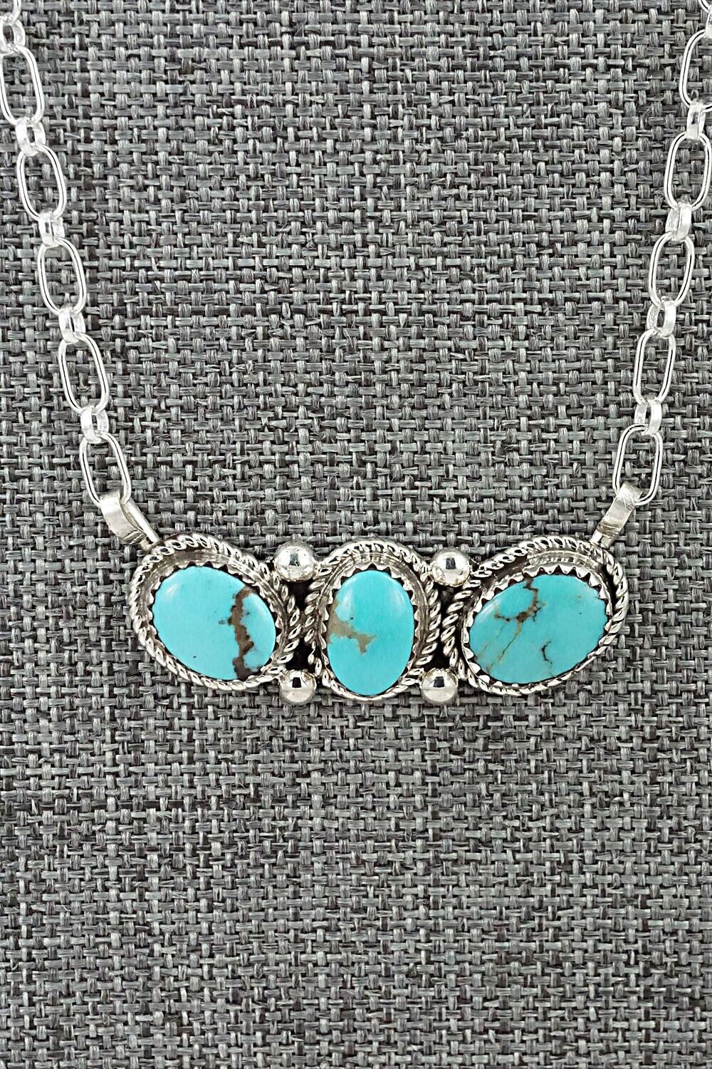 Turquoise & Sterling Silver Necklace - Ernest Hawthorne