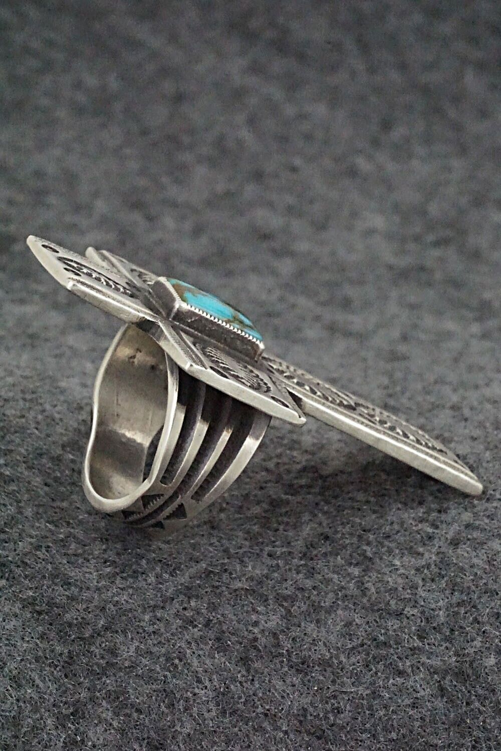 Turquoise & Sterling Silver Ring - Calvin Martinez - Size 8.5