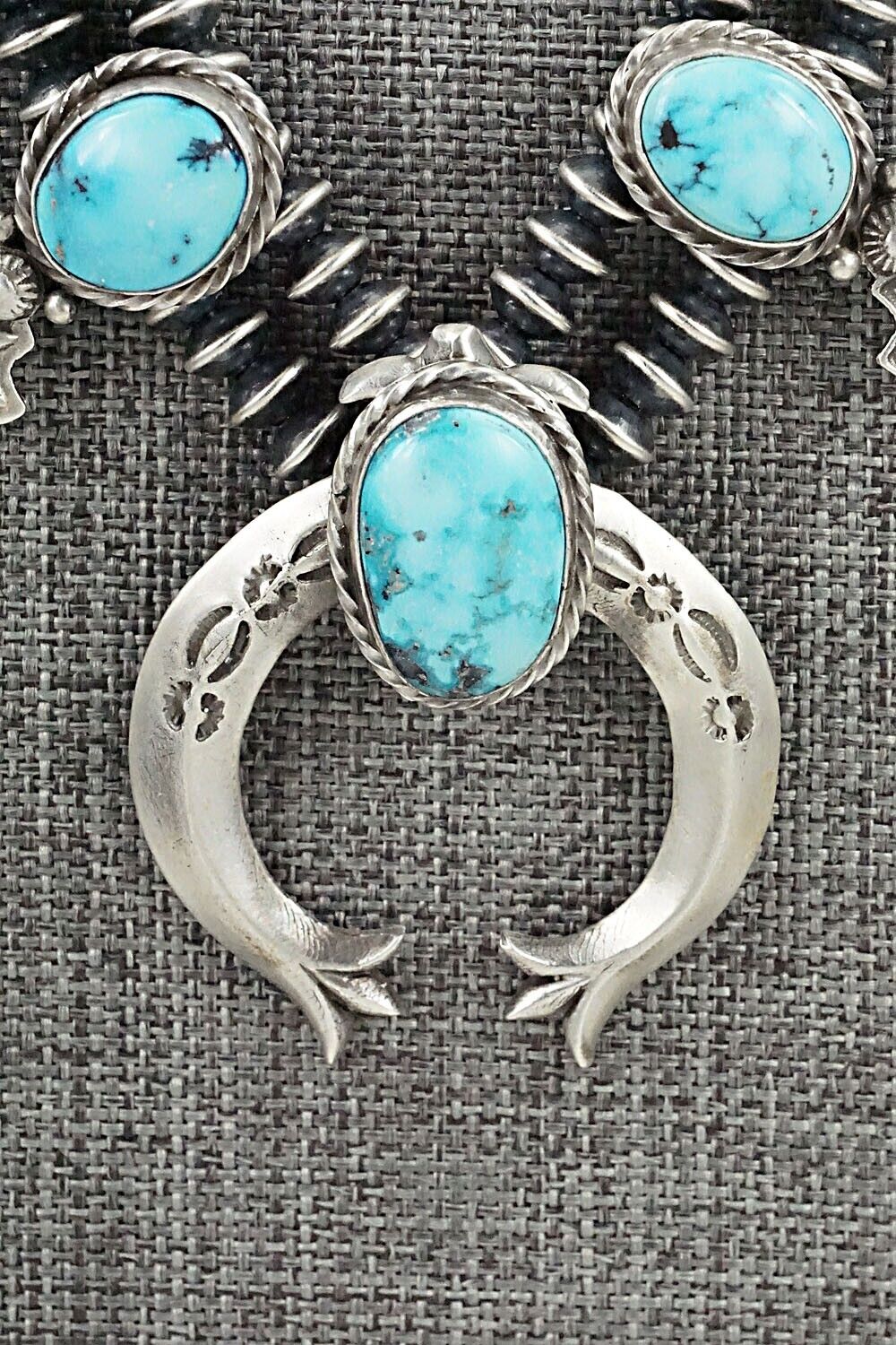 Turquoise & Sterling Silver Squash Blossom Set - Adrienne Gordon