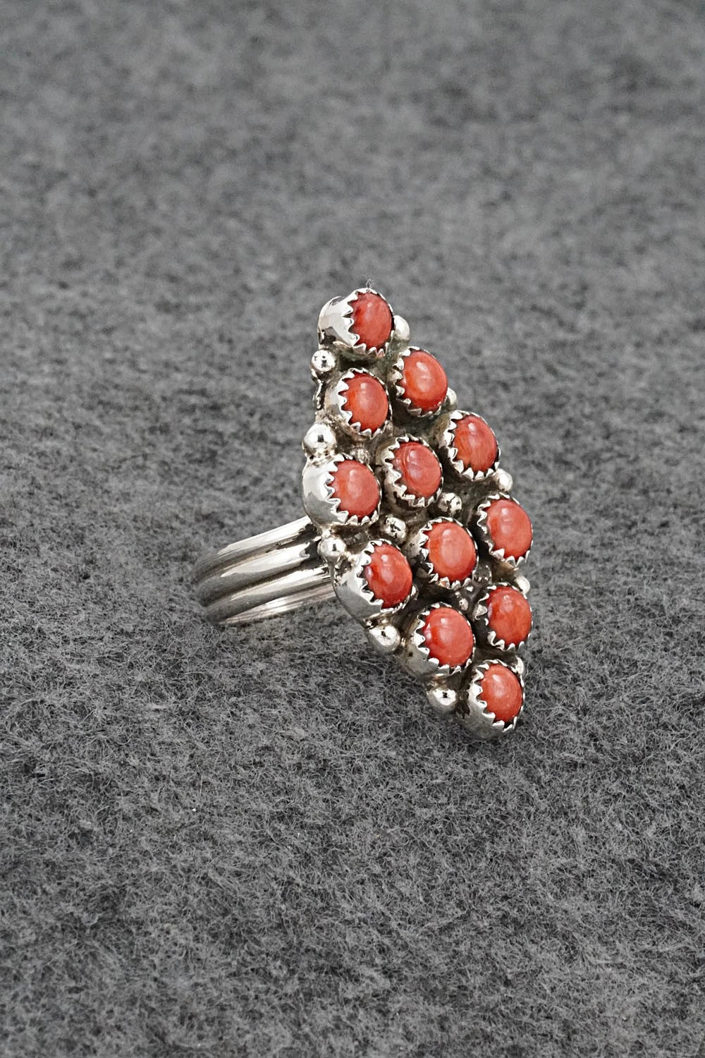 Spiny Oyster & Sterling Silver Ring - Priscilla Reeder - Size 9.5