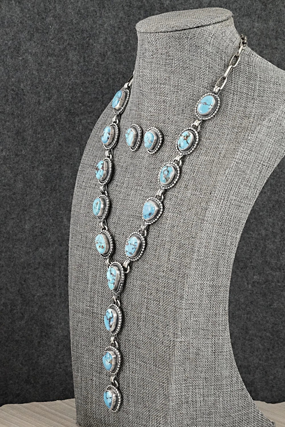 Turquoise & Sterling Silver Necklace and Earrings Set - Darrin Livingston
