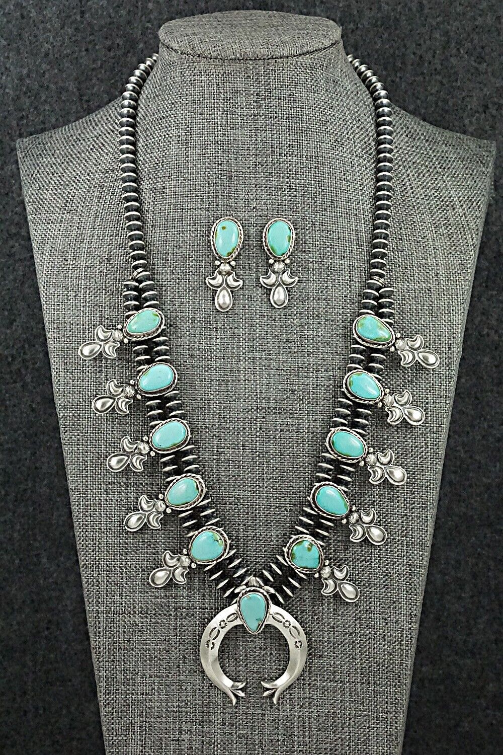 Turquoise & Sterling Silver Squash Blossom Set - Adrienne Gordon