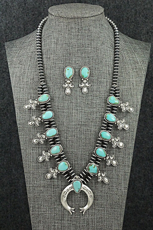 Turquoise & Sterling Silver Squash Blossom Set - Adrienne Gordon