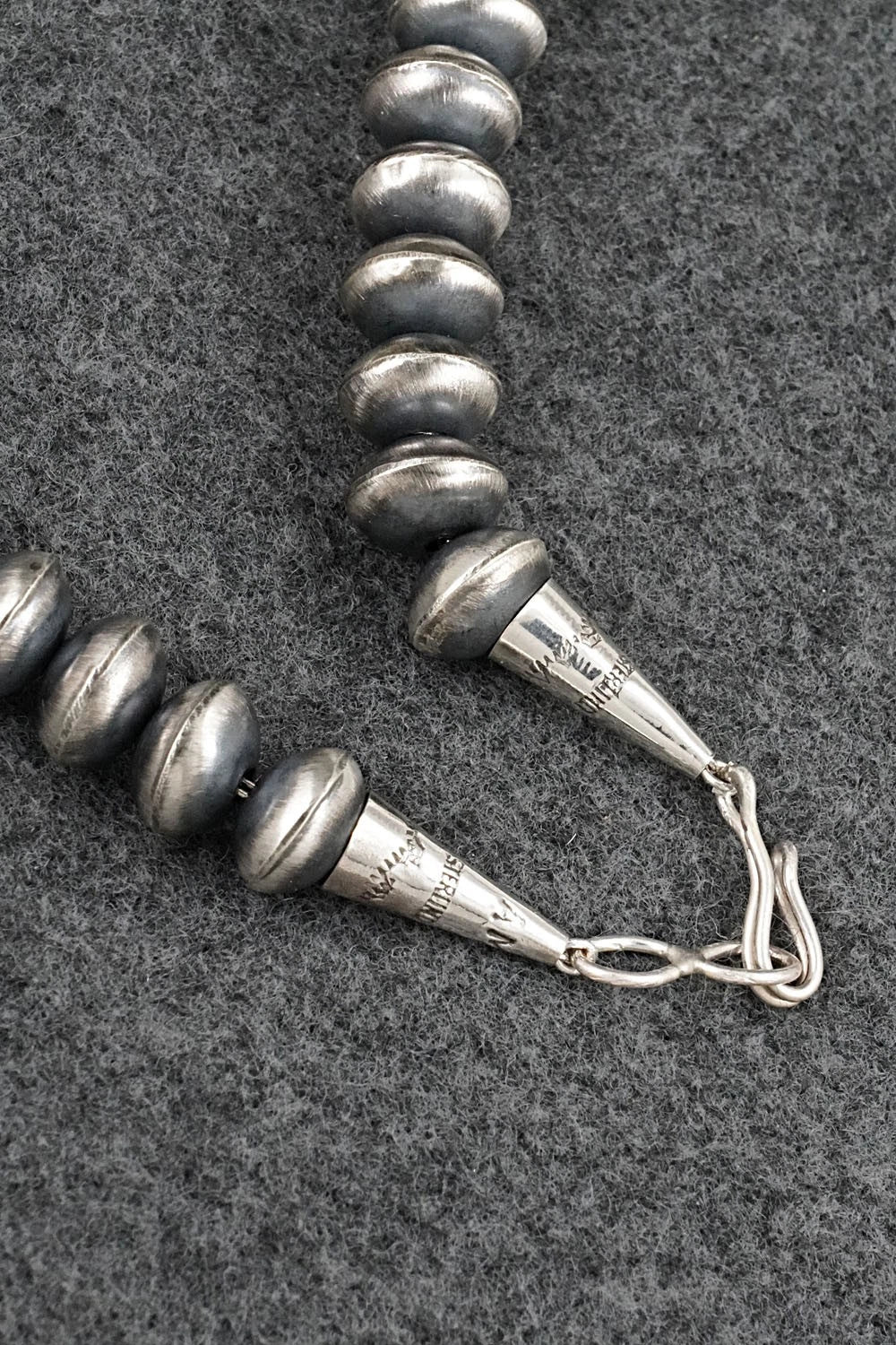 Sterling Silver Navajo Pearl Necklace and Earrings Set - Angeline Miller
