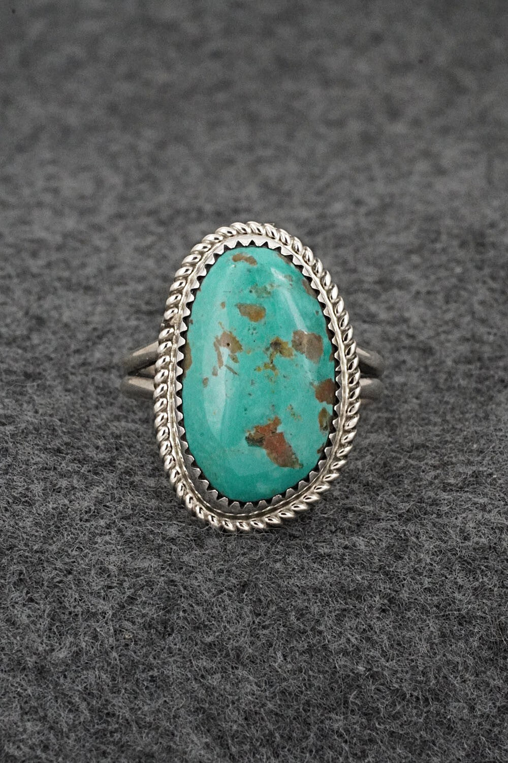 Turquoise & Sterling Silver Ring - Leslie Nez - Size 11
