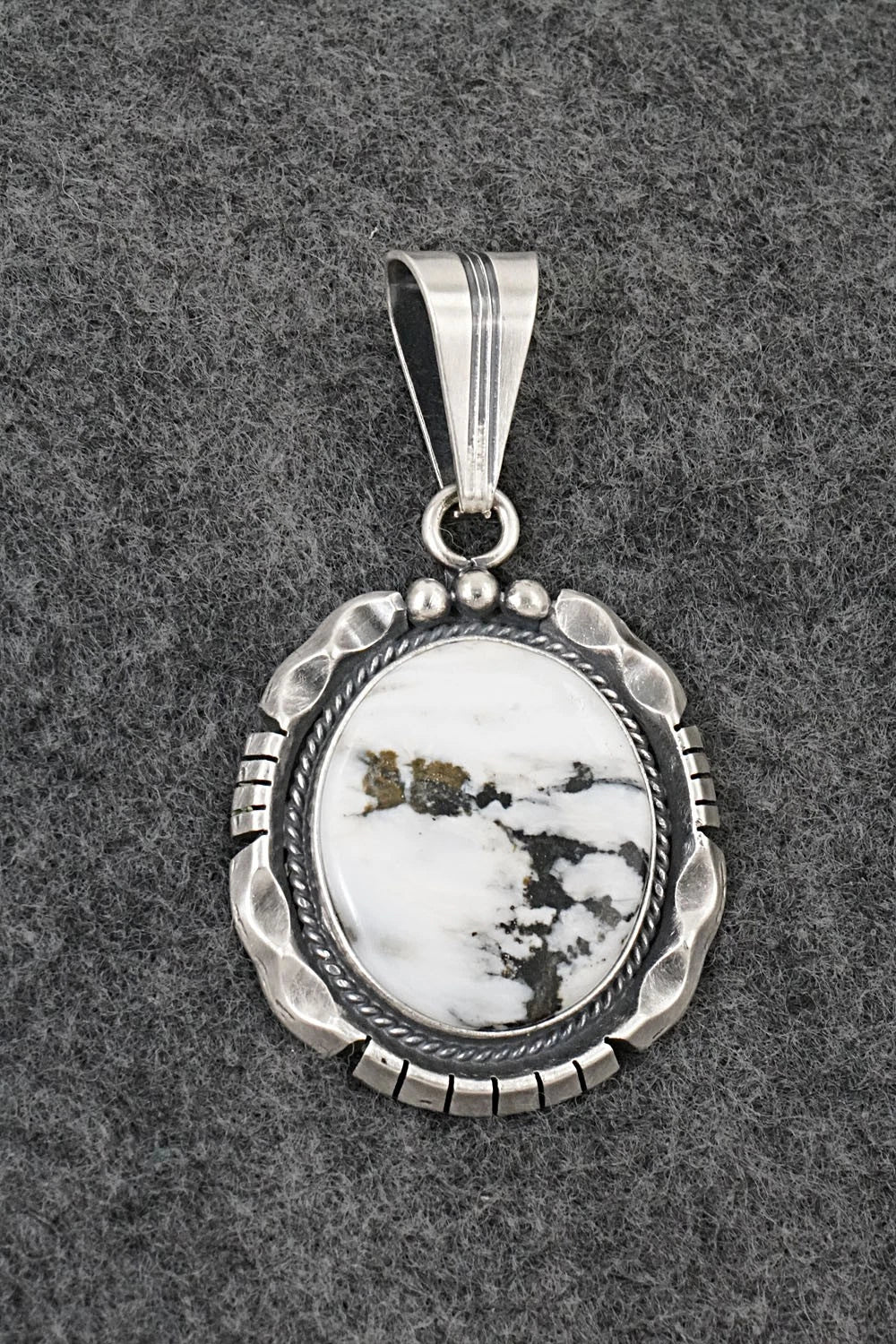 White Buffalo & Sterling Silver Pendant - Samuel Yellowhair