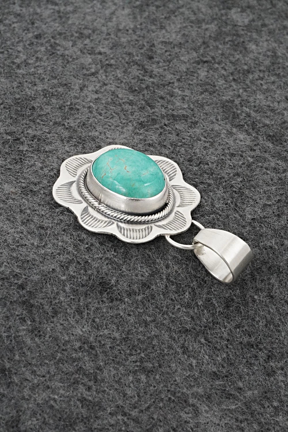 Turquoise & Sterling Silver Pendant - Cordell Platero