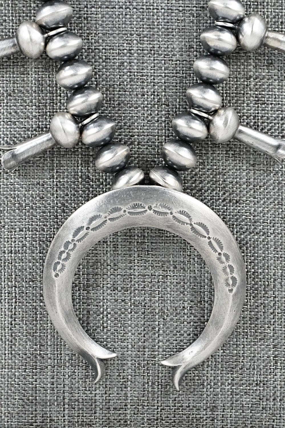 Sterling Silver Navajo Pearl Squash Blossom Necklace - Presley Haley