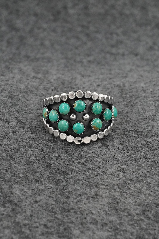 Turquoise & Sterling Silver Ring - Kenny Lonjose - Size 9.5