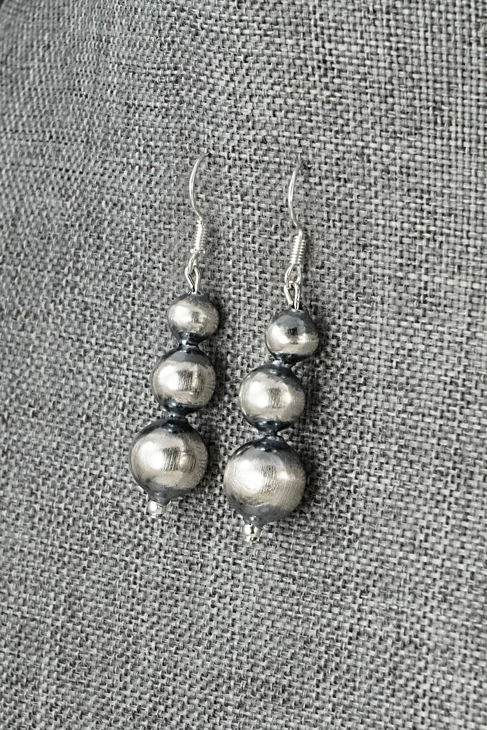 Sterling Silver Navajo Pearl Necklace & Earrings Set - Treva Jim
