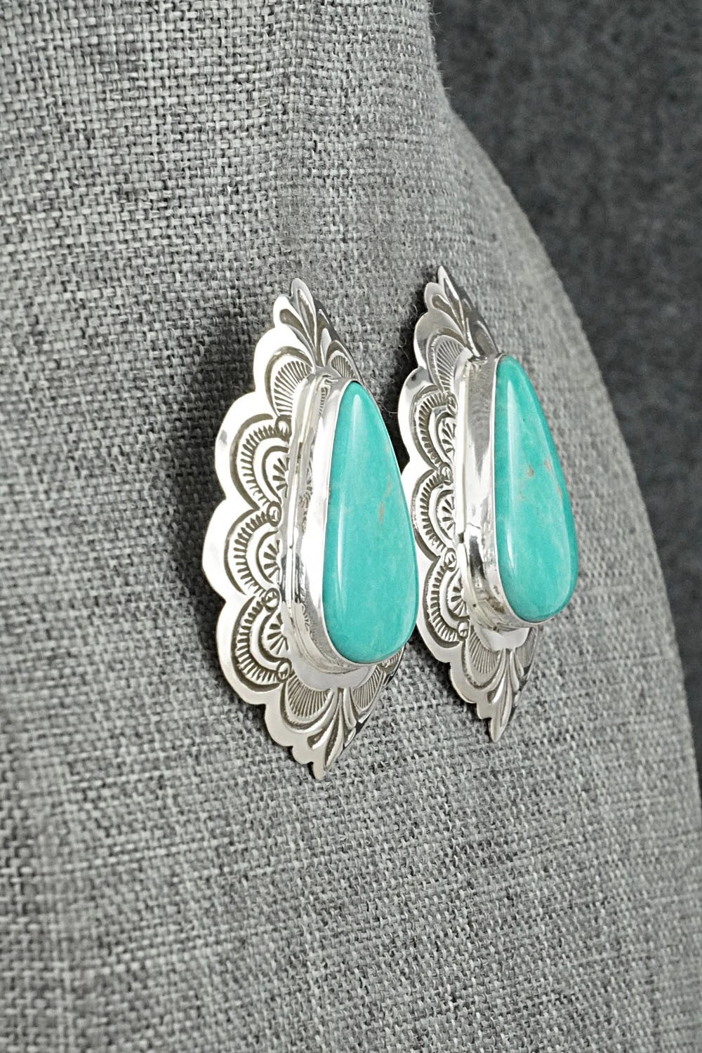Turquoise & Sterling Silver Earrings - Arnold Blackgoat