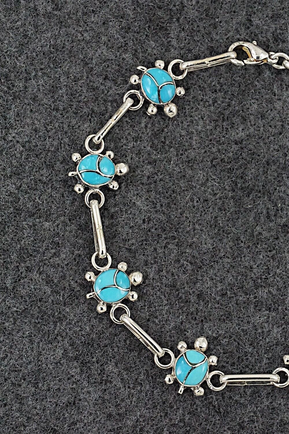 Turquoise & Sterling Silver Link Bracelet - Rebecca Lalio