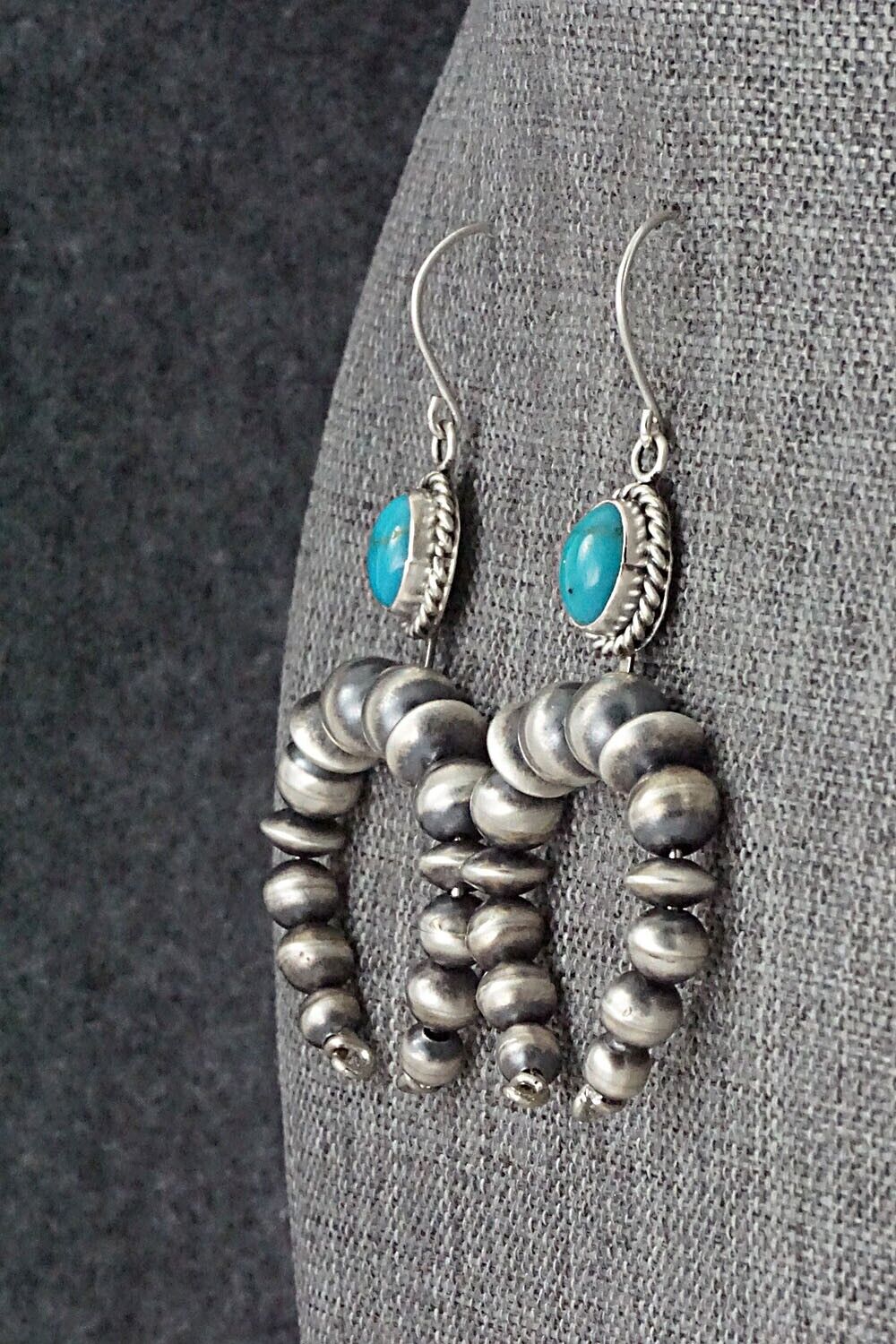 Turquoise & Sterling Silver Navajo Pearl Earrings - Grace Kenneth
