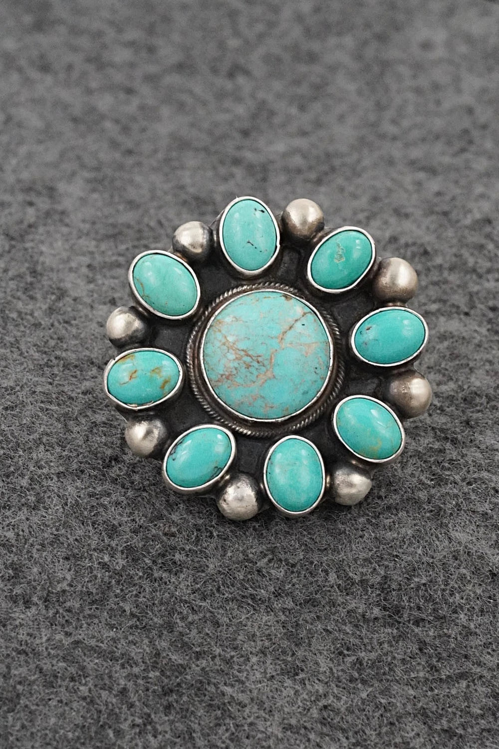 Turquoise & Sterling Silver Ring - Kathleen Livingston - Size Adjustable