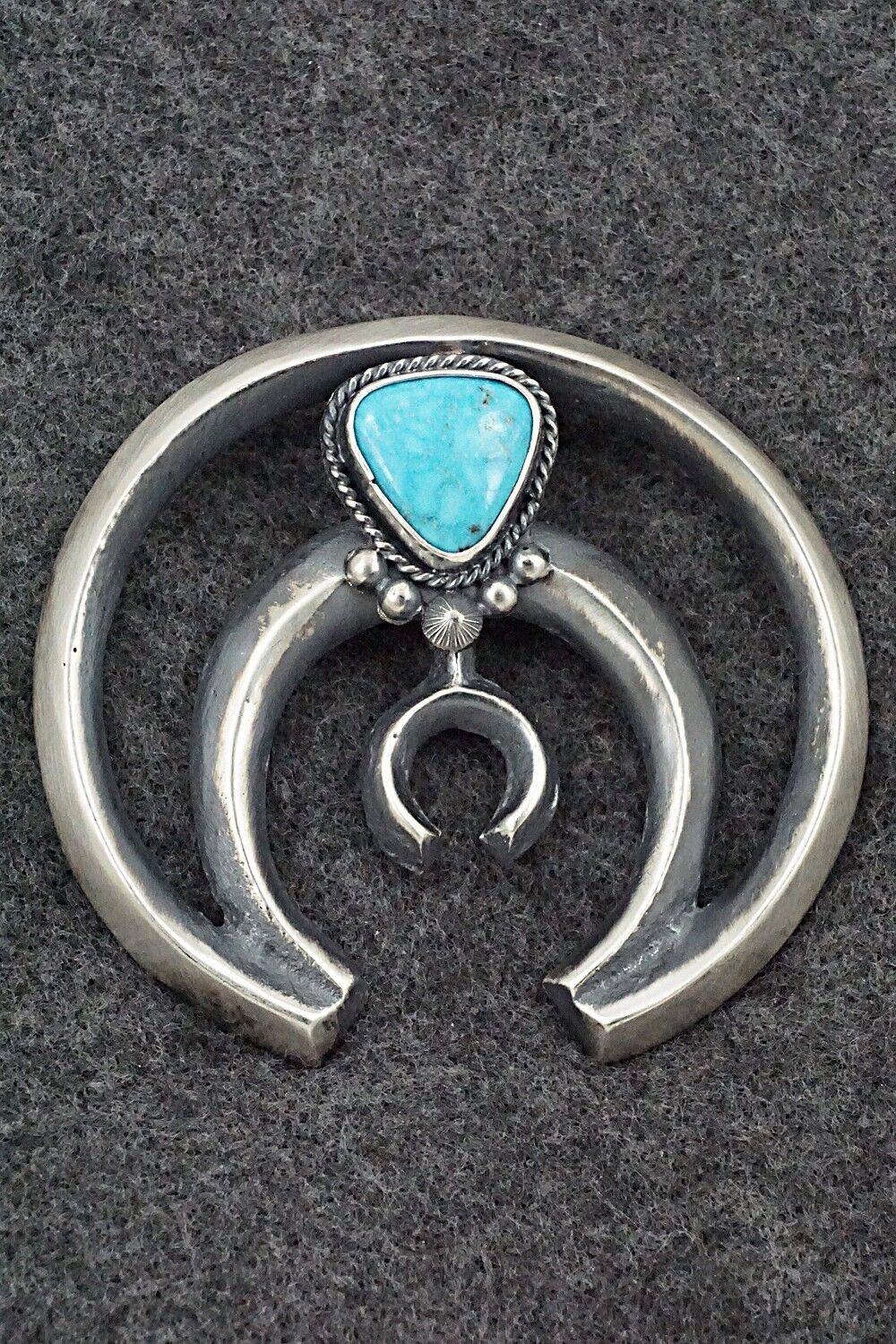 Turquoise & Sterling Silver Naja Pendant - Harrison Bitsue