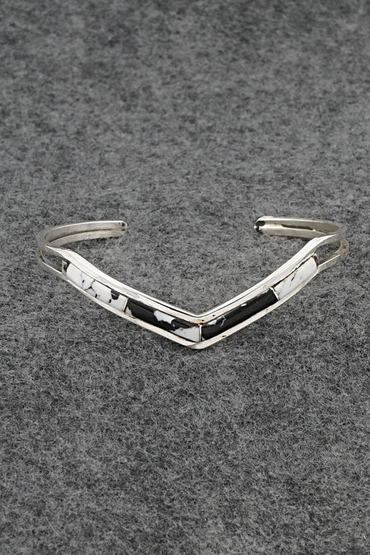 White Buffalo & Sterling Silver Inlay Bracelet - Jamie Johnson