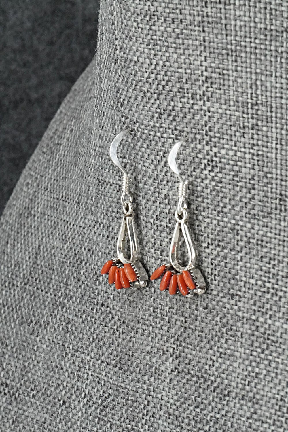 Coral & Sterling Silver Necklace and Earrings Set - Mildred Ukestine