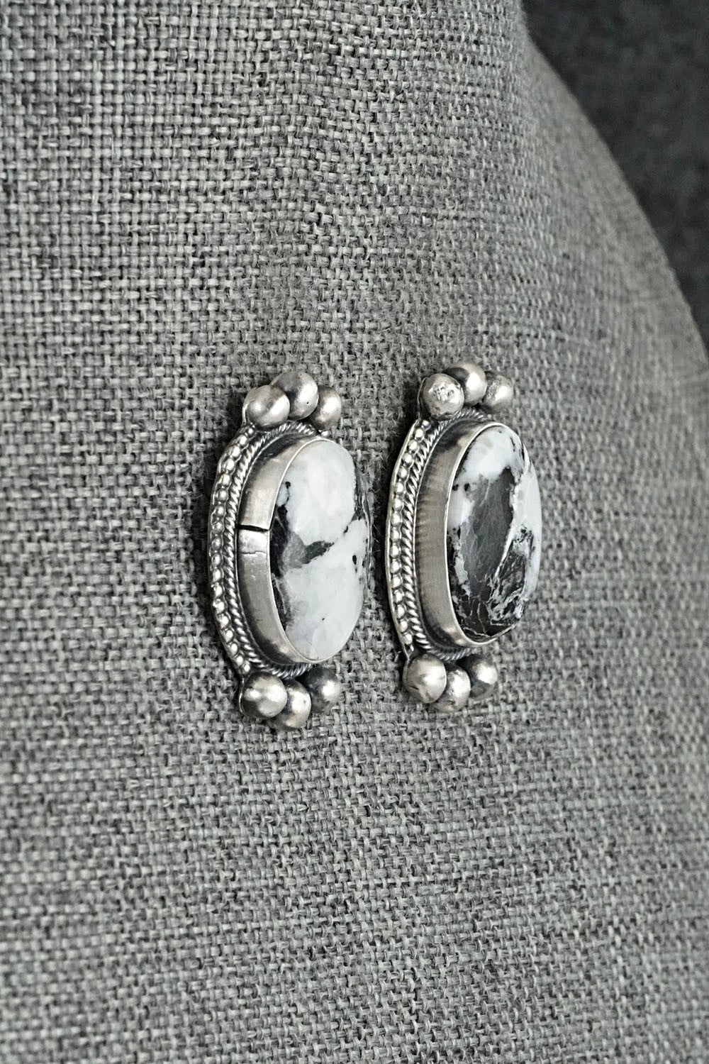 White Buffalo & Sterling Silver Squash Blossom Set - Darrin Livingston