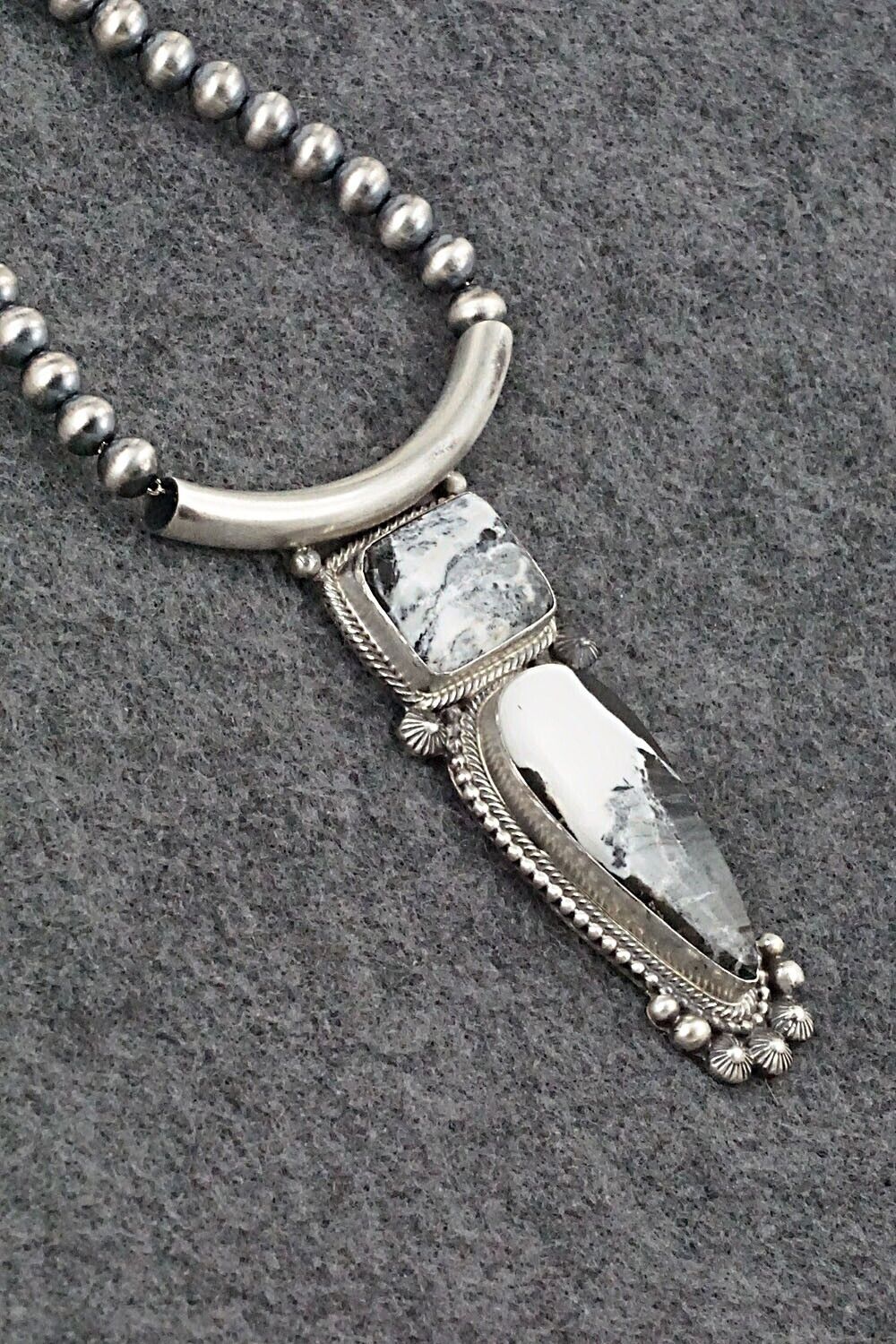 White Buffalo & Sterling Silver Necklace - Tom Lewis