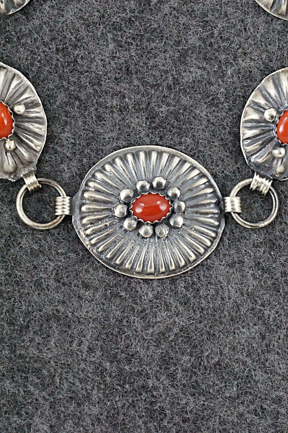 Coral and Sterling Silver Link Bracelet - Andrew Gordon