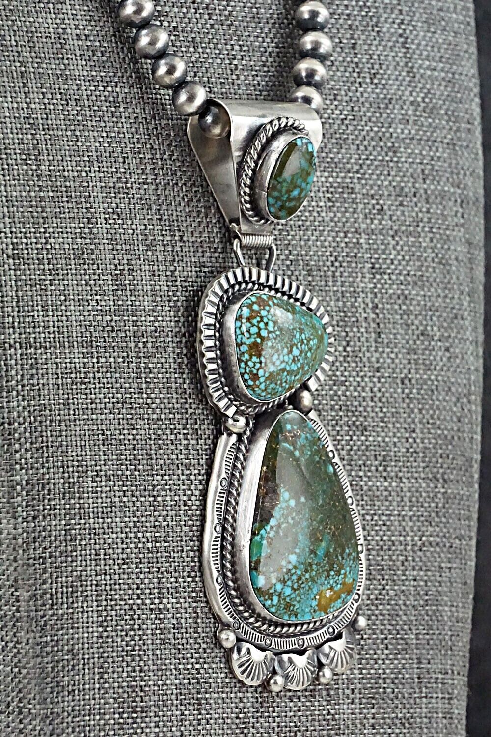 Turquoise & Sterling Silver Necklace - Raymond Delgarito