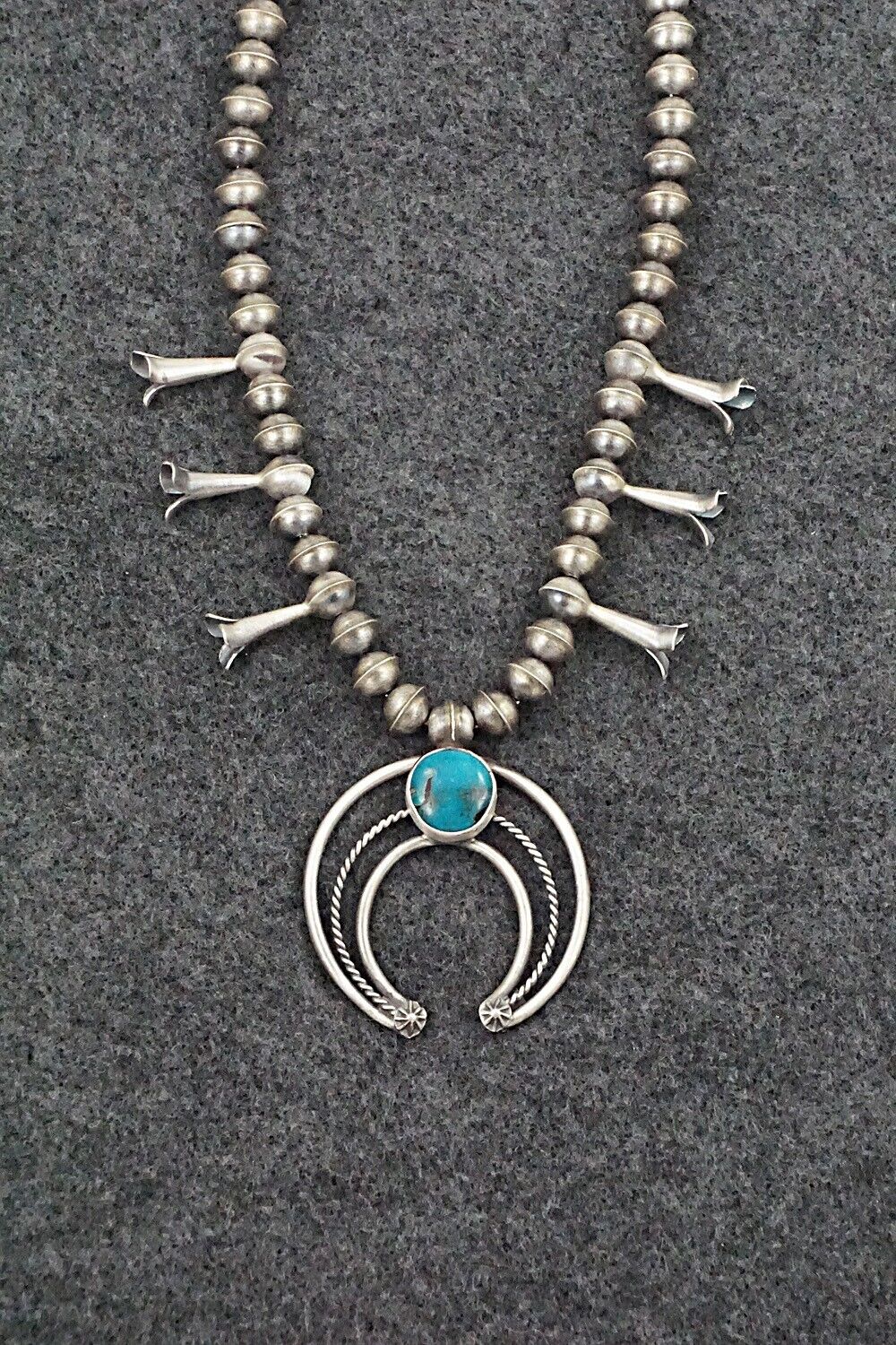 Turquoise & Sterling Silver Squash Blossom Necklace - Phil Garcia