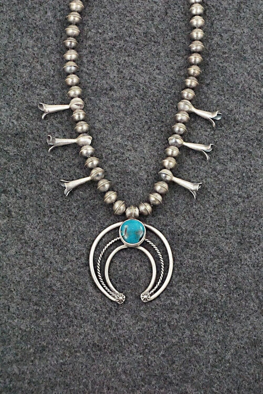 Turquoise & Sterling Silver Squash Blossom Necklace - Phil Garcia