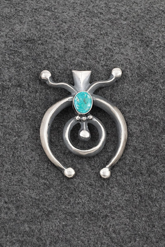 Turquoise & Sterling Silver Naja Pendant - Harrison Bitsue