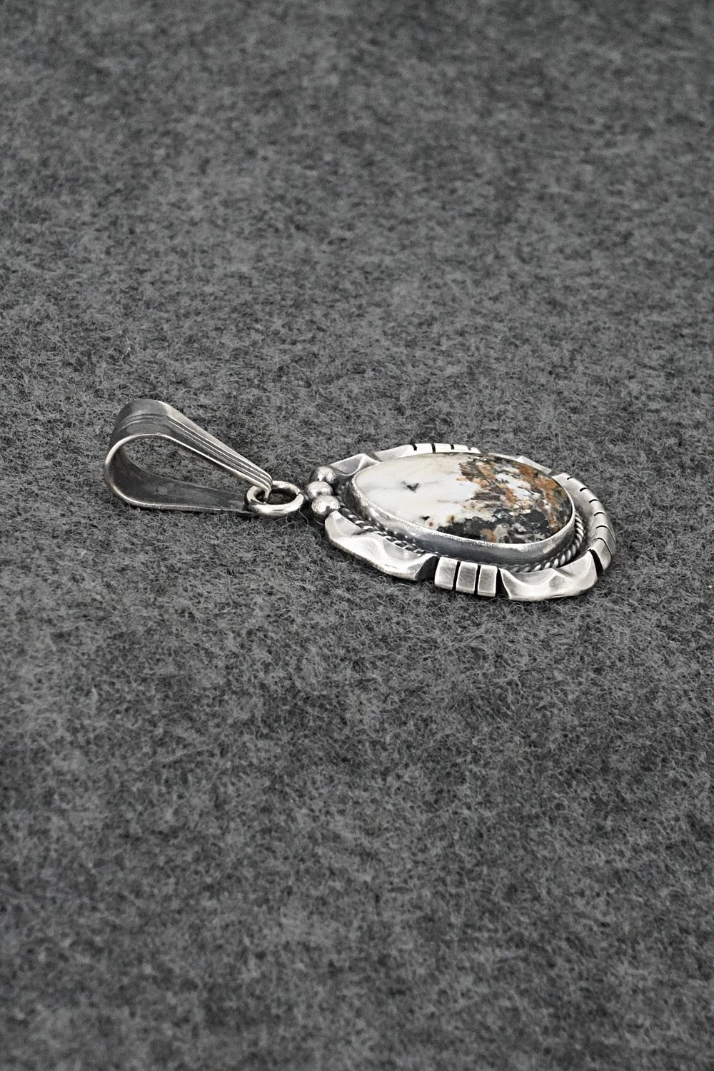 White Buffalo & Sterling Silver Pendant - Samuel Yellowhair