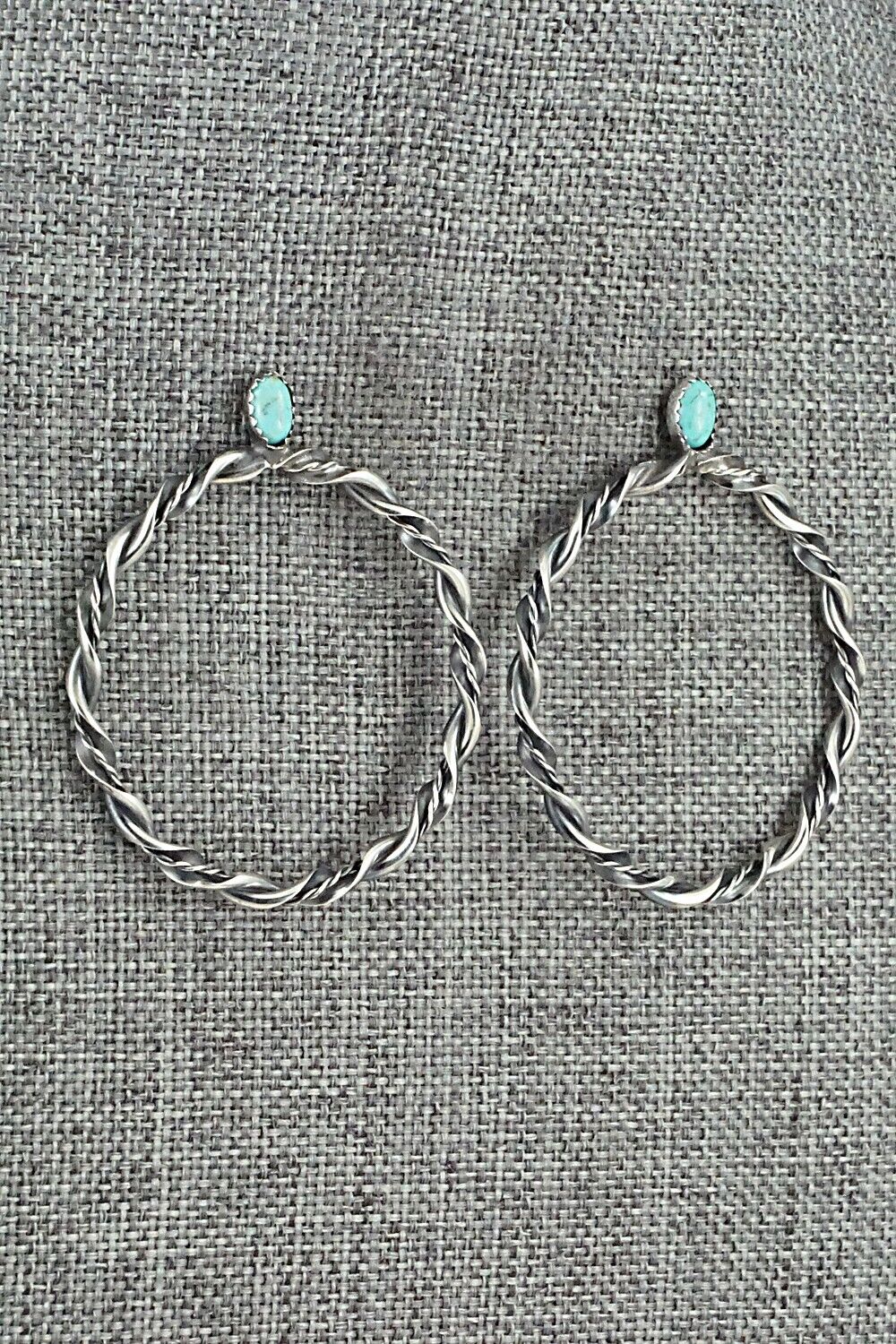 Turquoise & Sterling Silver Earrings - Nelson Leonard Jr.