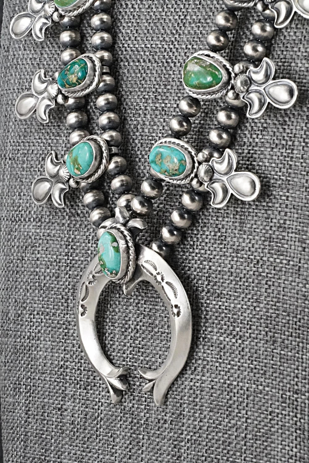 Turquoise & Sterling Silver Squash Blossom Set - Adrienne Gordon