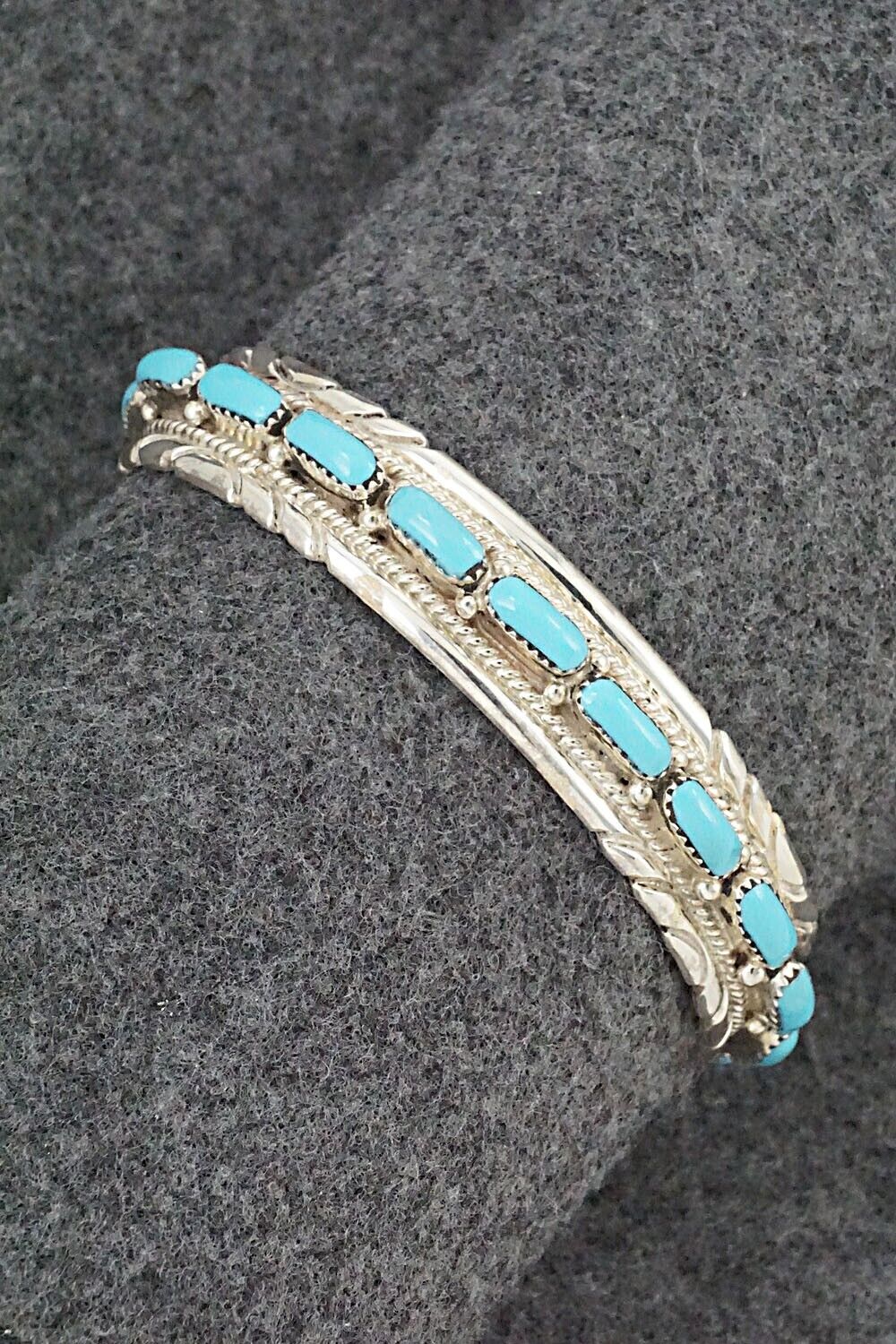 Turquoise & Sterling Silver Bracelet - Leland Kaamasee