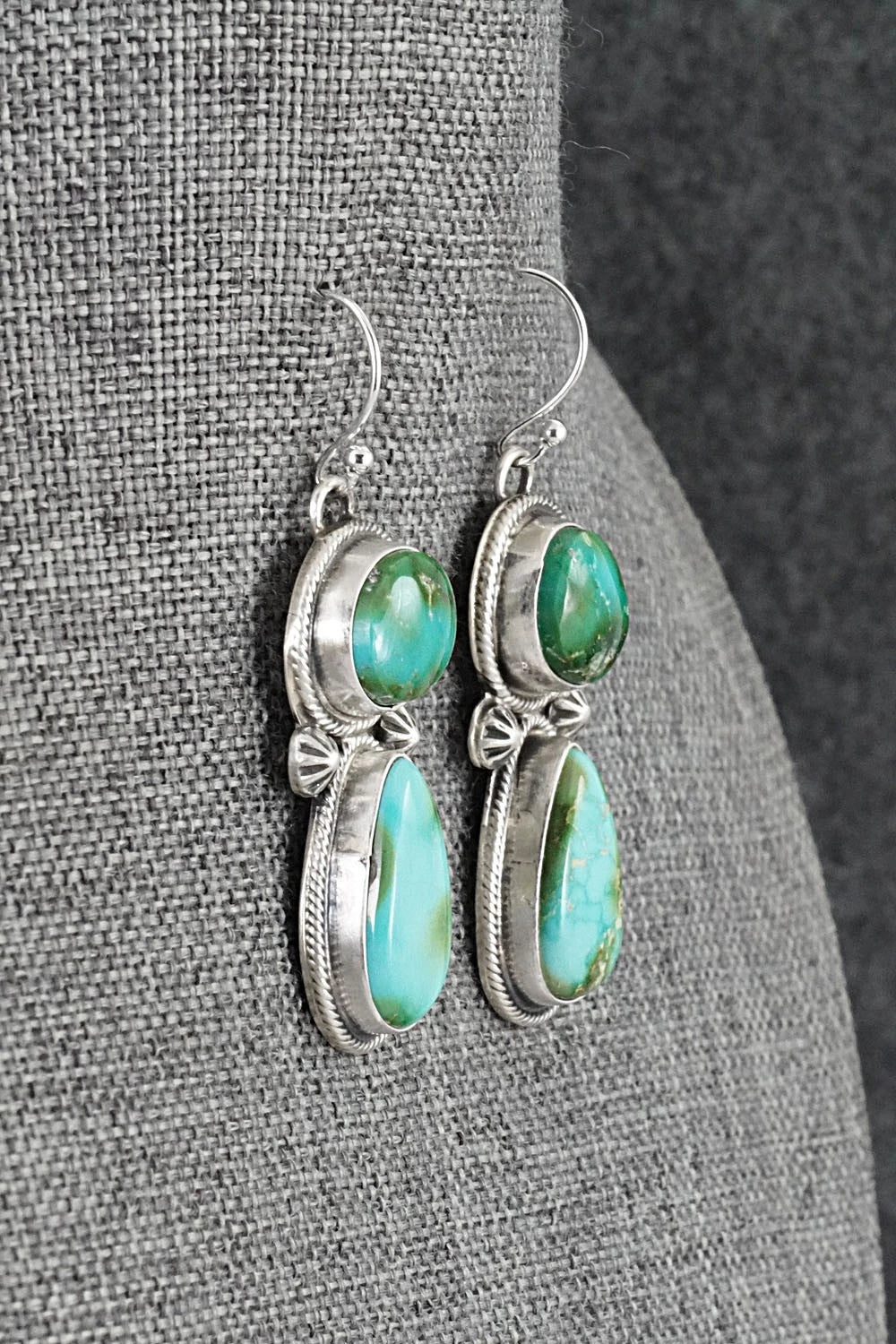 Turquoise & Sterling Silver Necklace and Earrings Set - Bobby Johnson