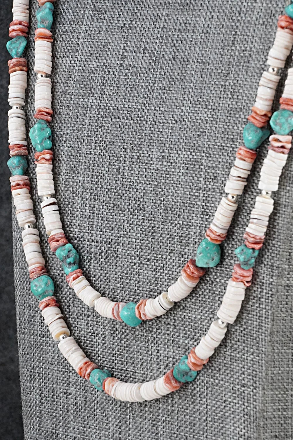 Spiny Oyster, Turquoise & Sterling Silver Necklace Set - Erika Brown