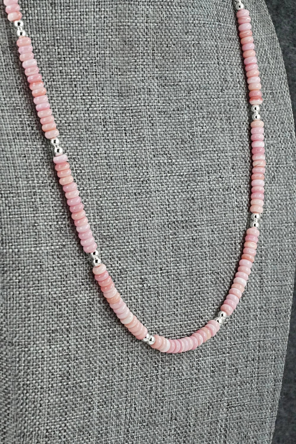 Pink Conch & Sterling Silver Necklace 18" - Doreen Jake