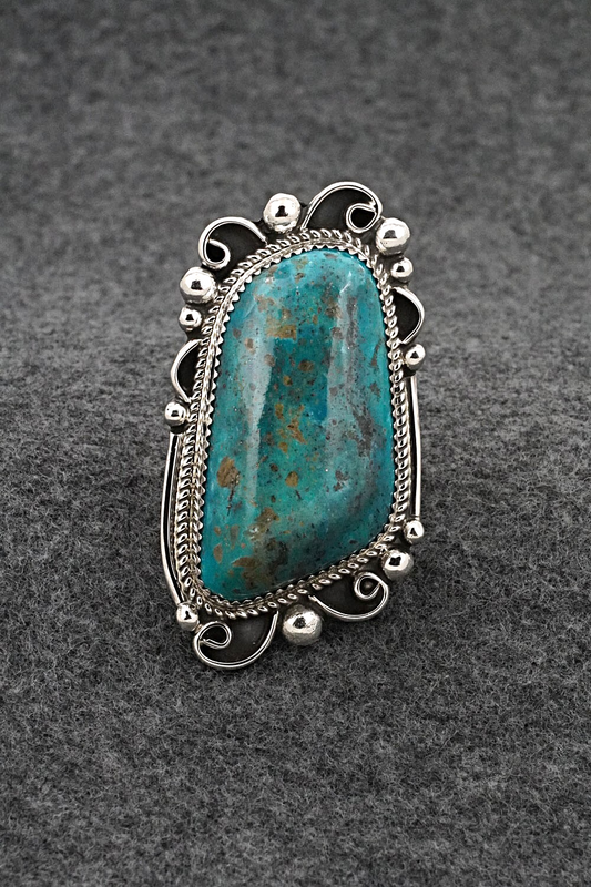 Turquoise & Sterling Silver Ring - Leslie Nez - Size 10