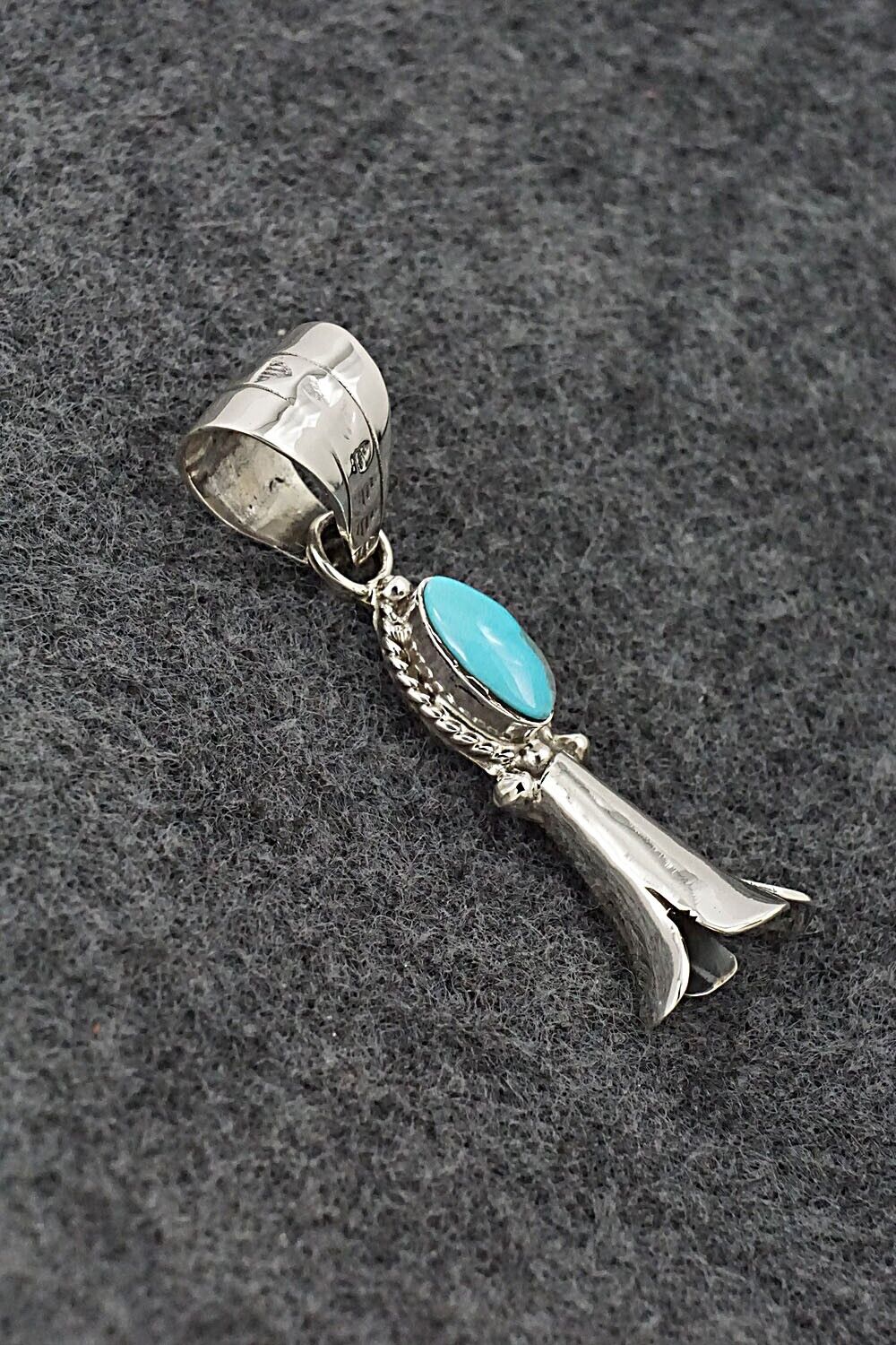Turquoise & Sterling Silver Pendant - Sonyei Coho