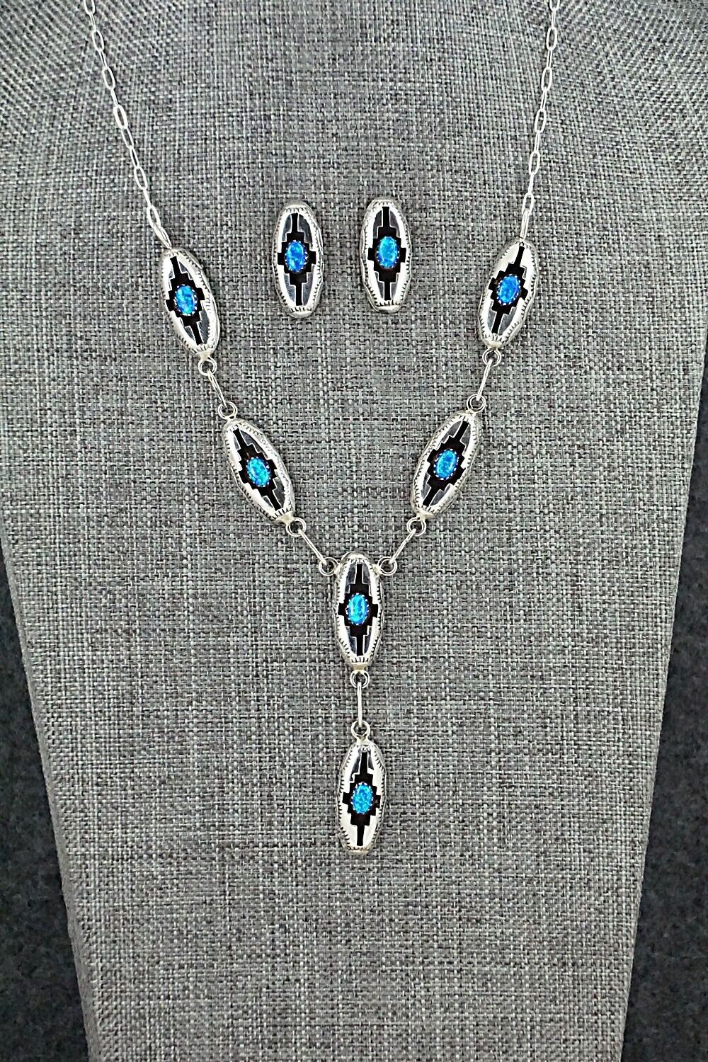 Opalite & Sterling Silver Necklace and Earrings Set - Felix Perry