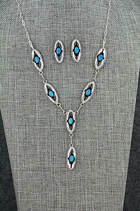 Opalite & Sterling Silver Necklace and Earrings Set - Felix Perry