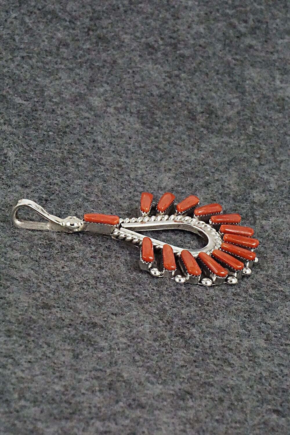 Coral and Sterling Silver Pendant - Carlene Hattie