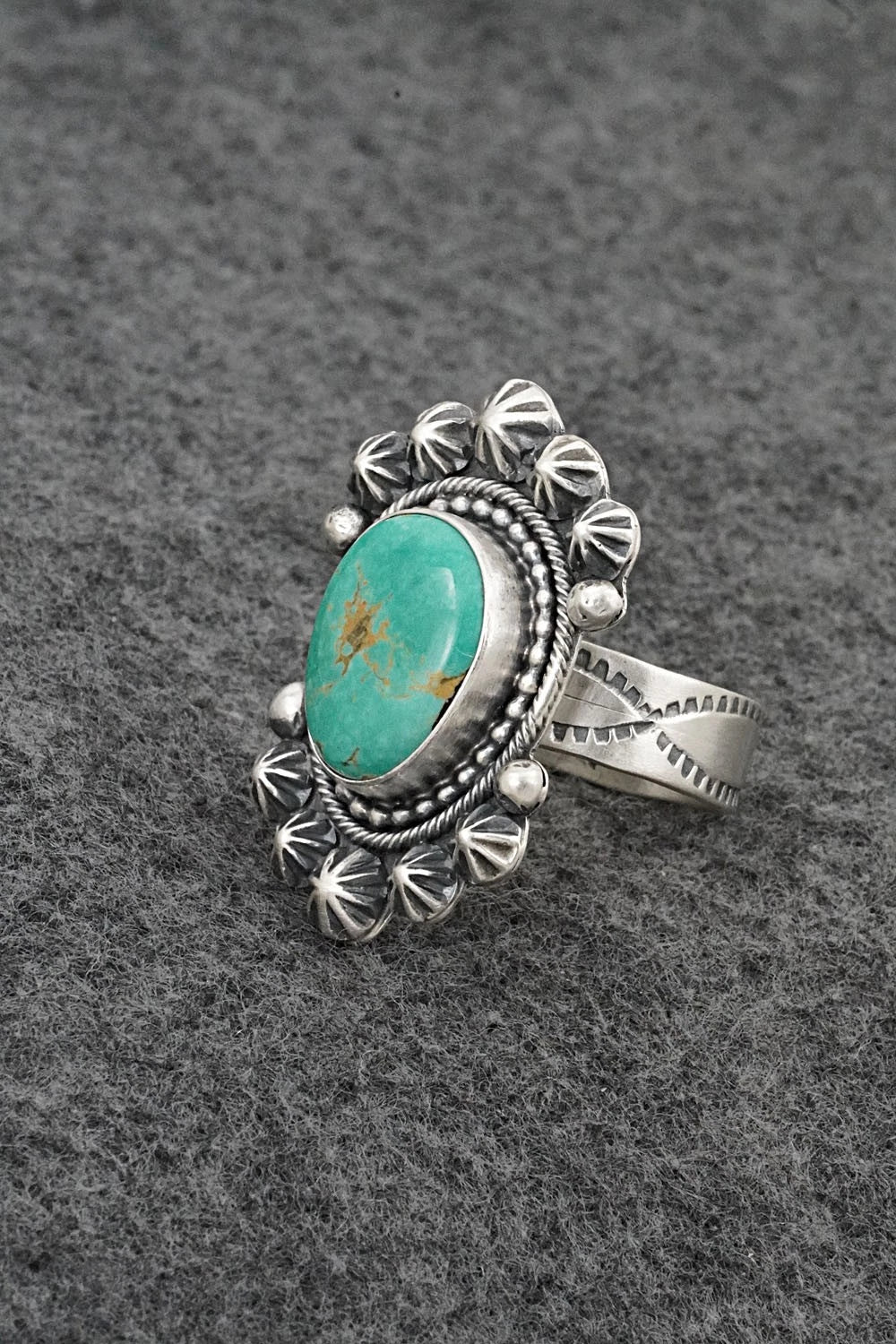 Turquoise & Sterling Silver Ring - Cordell Platero - Size Adjustable