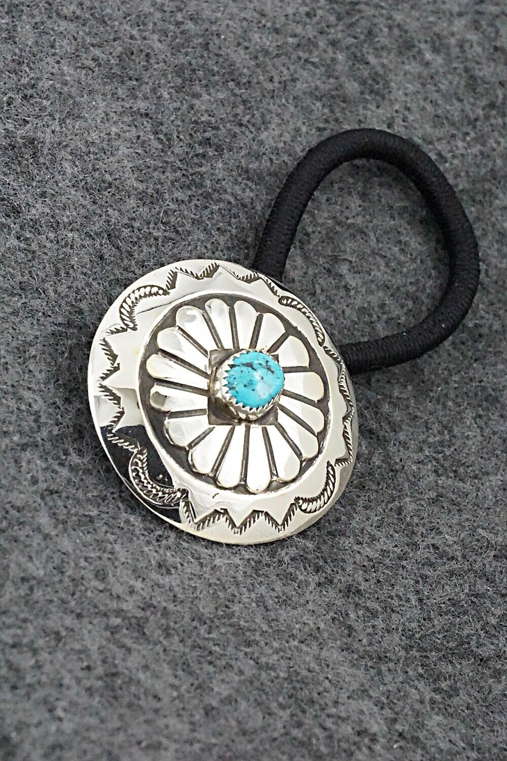 Turquoise & Sterling Silver Hair Tie - Jolene Begay