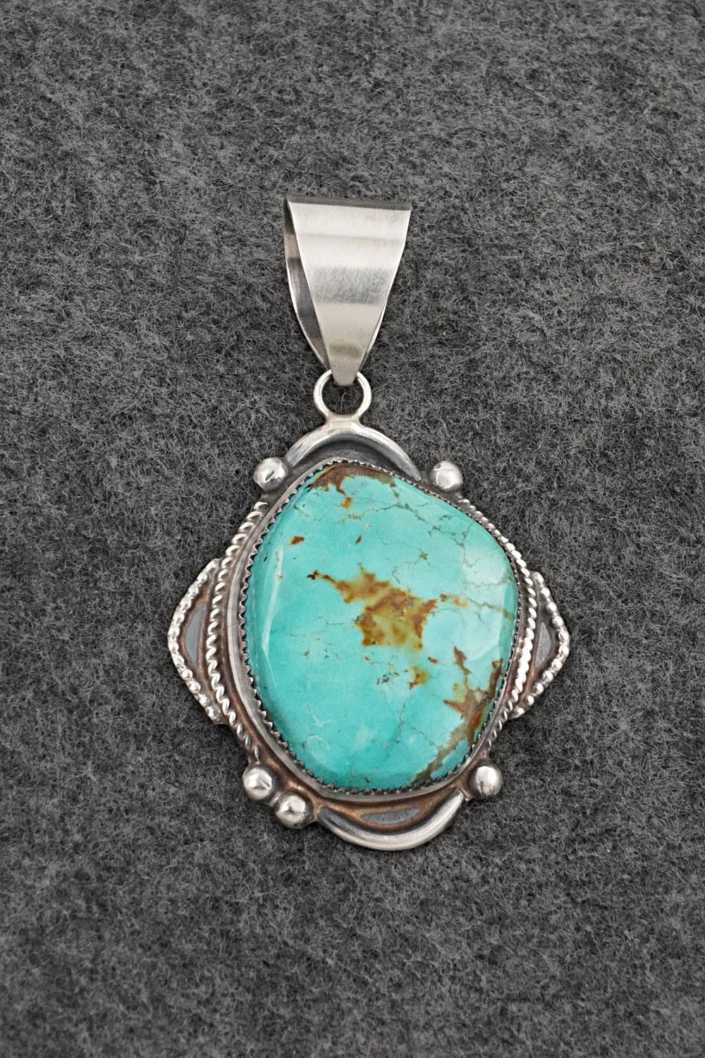 Turquoise & Sterling Silver Pendant - Leslie Nez