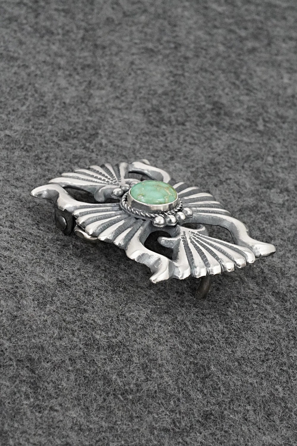 Turquoise & Sterling Silver Belt Buckle - Harrison Bitsue
